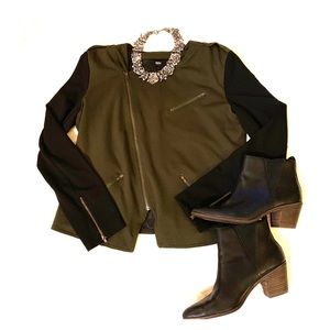 Olive green/Black Moto Blazer
